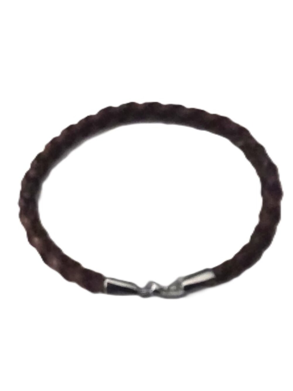 Brown Faux Leather Braided Bangle Bracelet Hook Closure Jewelry Casual